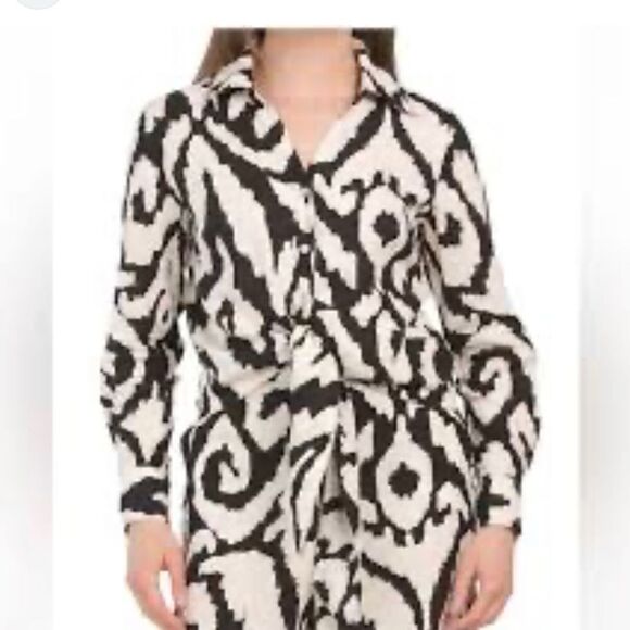 Rachel Zoe linen long sleeve blend tie front Sz M - Picture 2 of 7